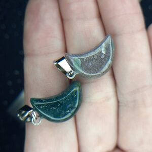 2 Moon Indian Agate Pendants #3